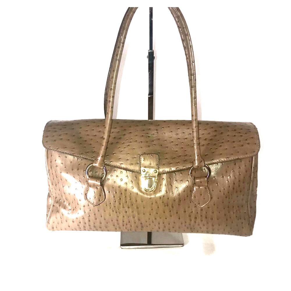 Bueno Faux Ostrich Embossed Satchel Top Handle Medium Sized